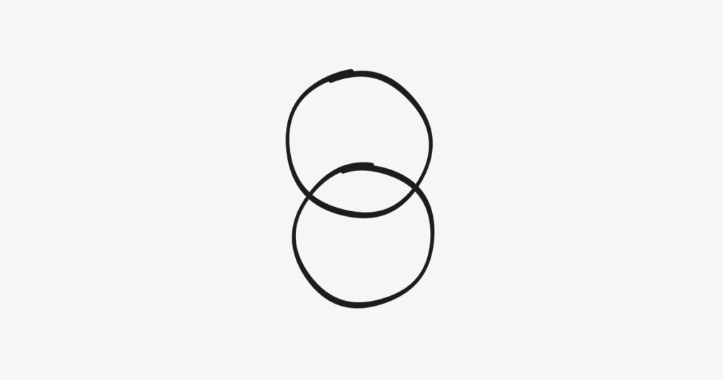 手書きの円が縦に二つ重なった図